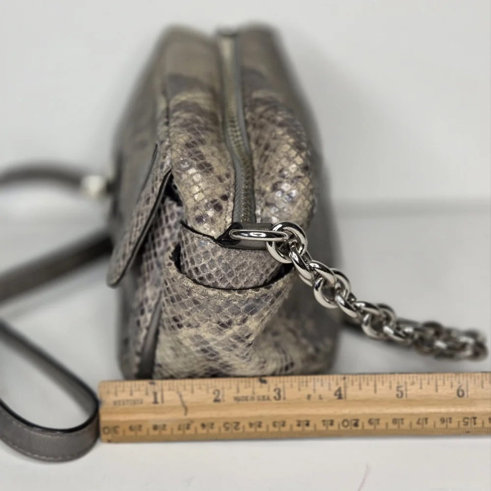 Coach Campbell SilverGray Python Exotic Snakeskin Camera Bag‎